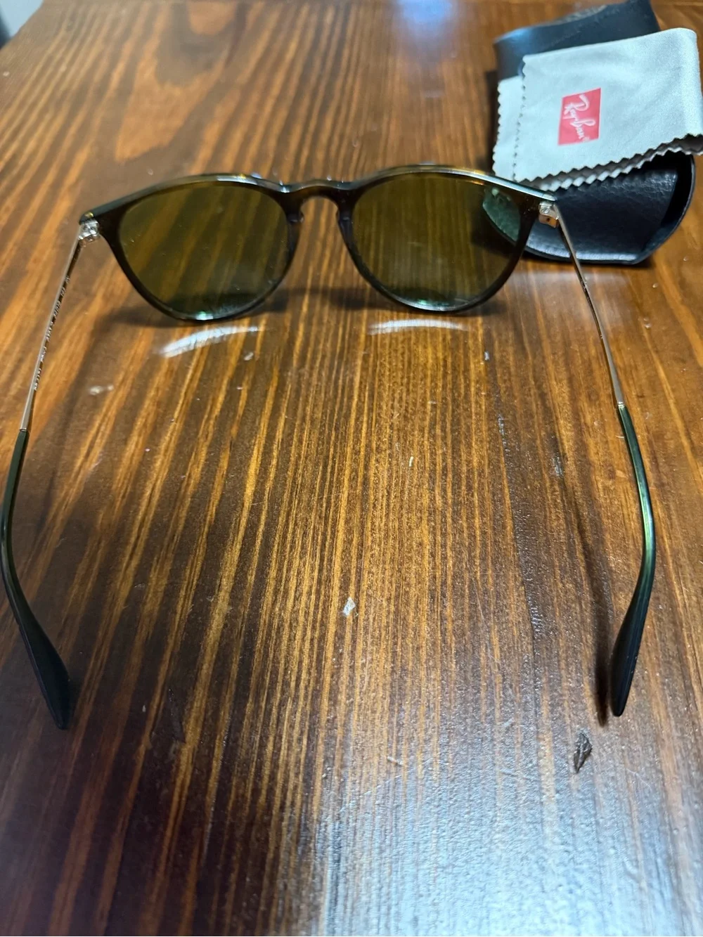Ray-Ban Tortoiseshell Frame Sunglasses with Green Lenses